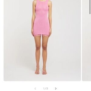 Vibrant Pink Sleeveless Dress with Fringe